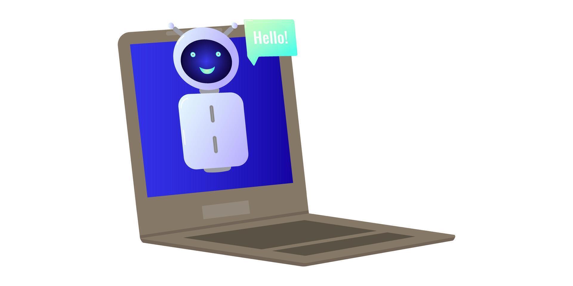 Chatbot assistant form robot with ai 3d vector