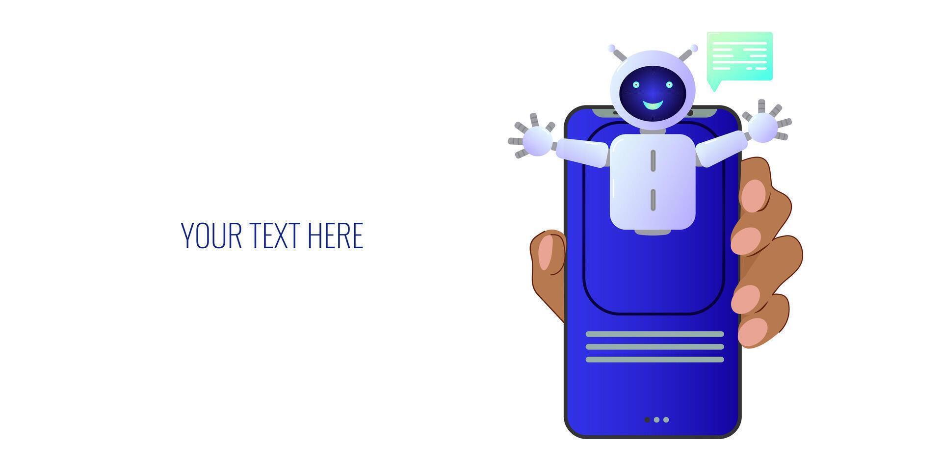 Chatbot assistant form robot with ai 3d vector