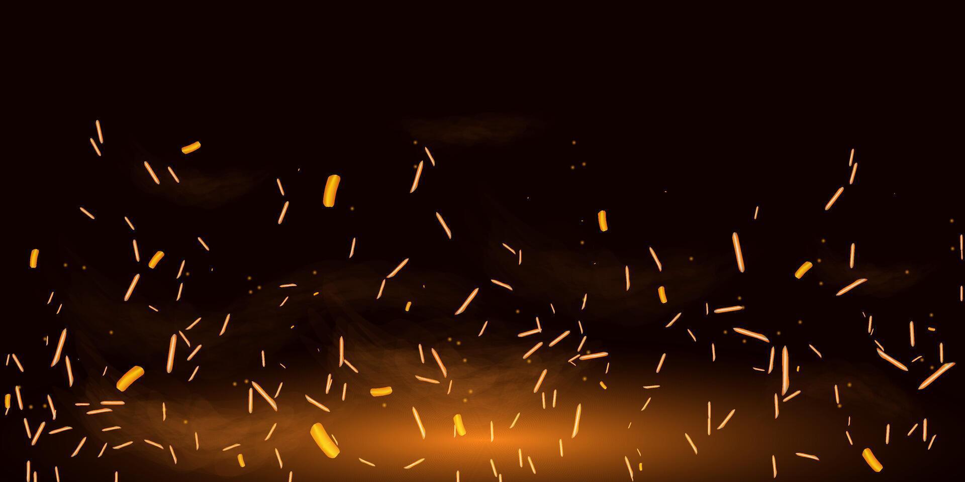 Fire smoke flame effect overlay sparks background vector