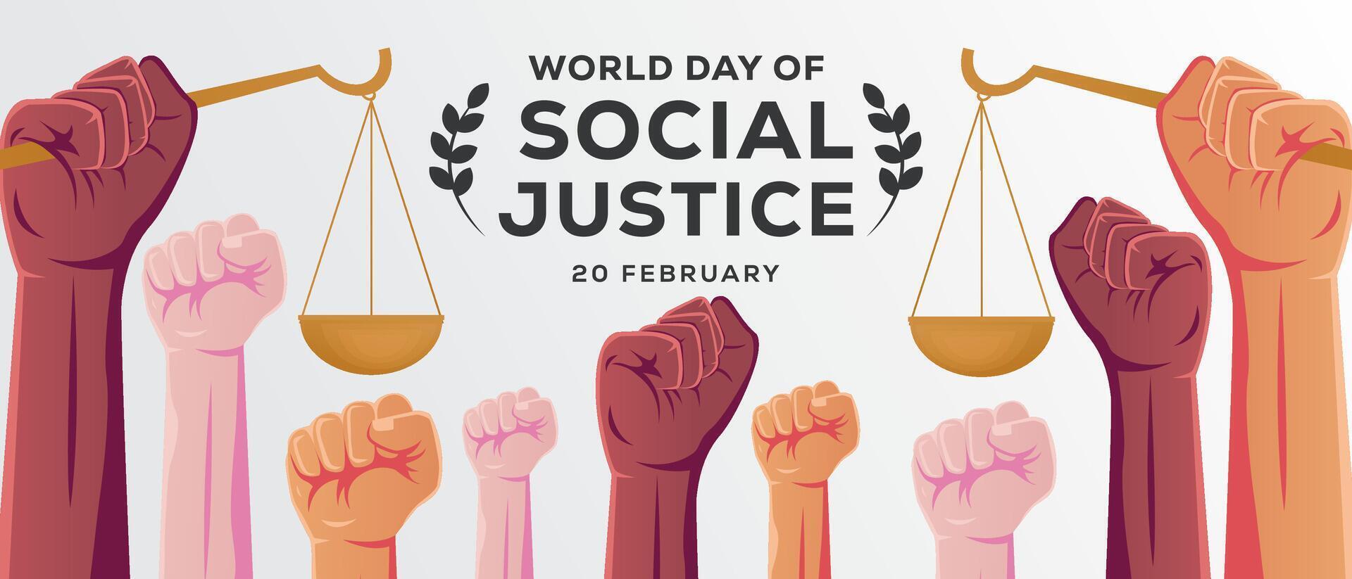 degradado mundo día de social justicia horizontal bandera ilustración vector