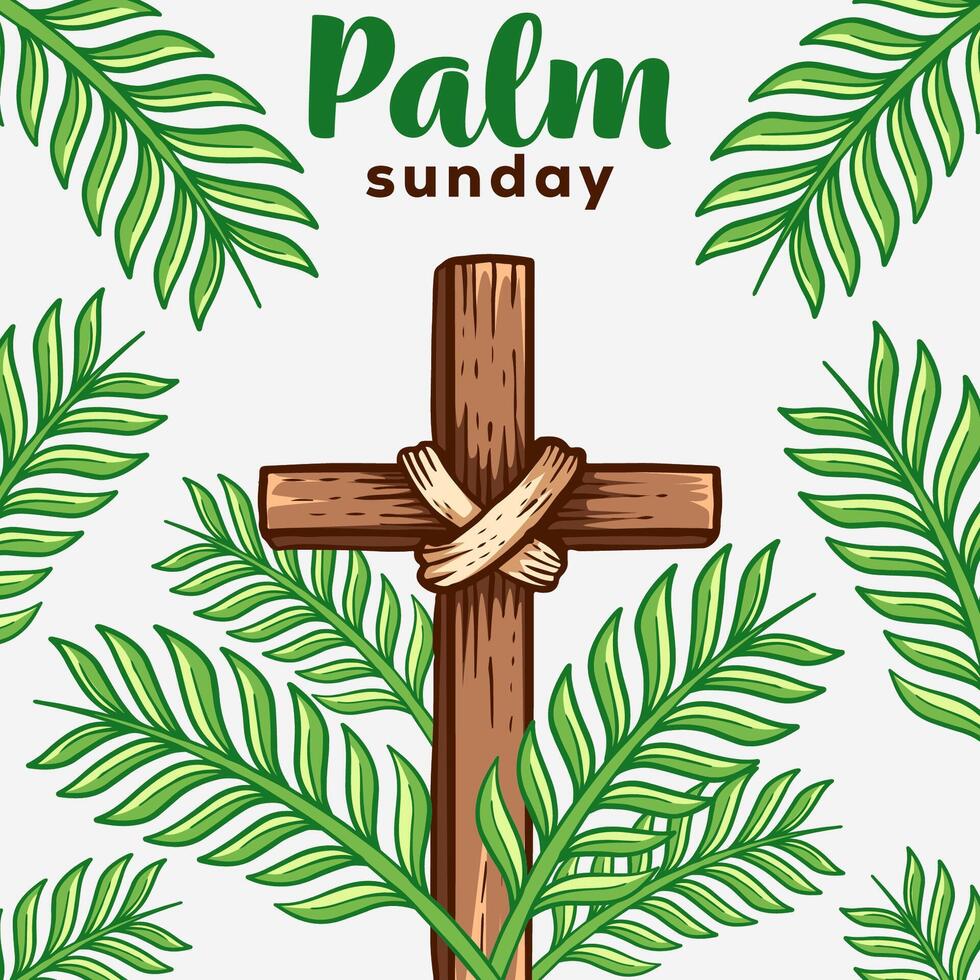 palm sunday illustration in hand drawn style vector design