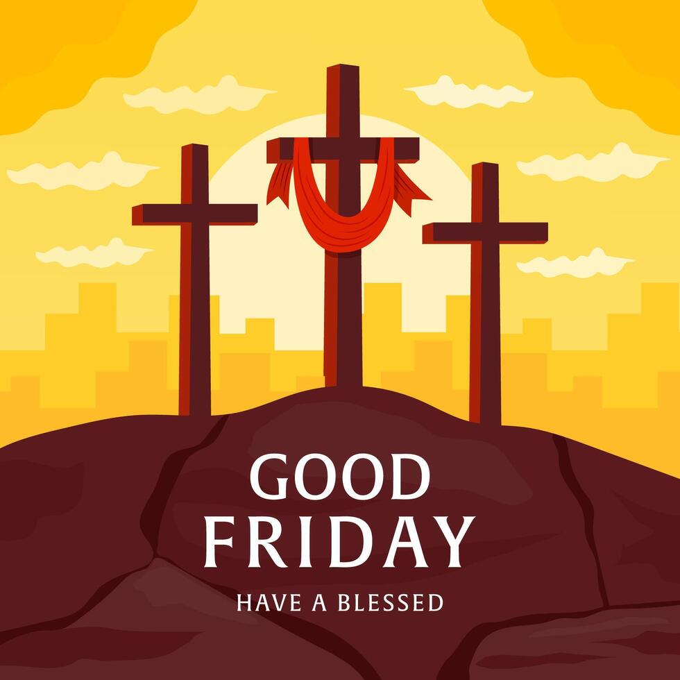 vector good friday on sunset background illustration