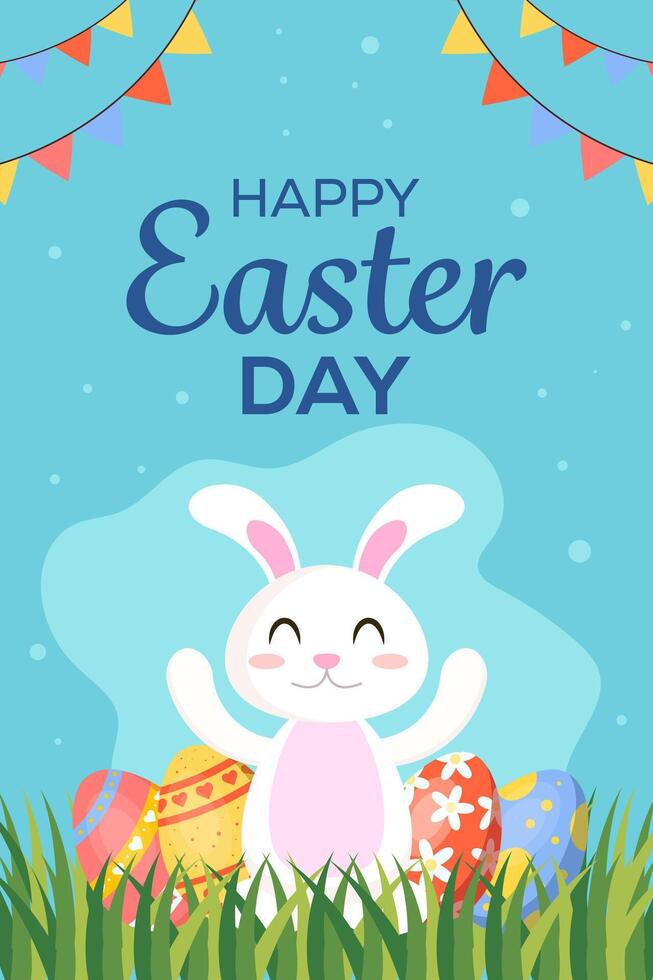 flat design vector happy easter day vertical banner illustration