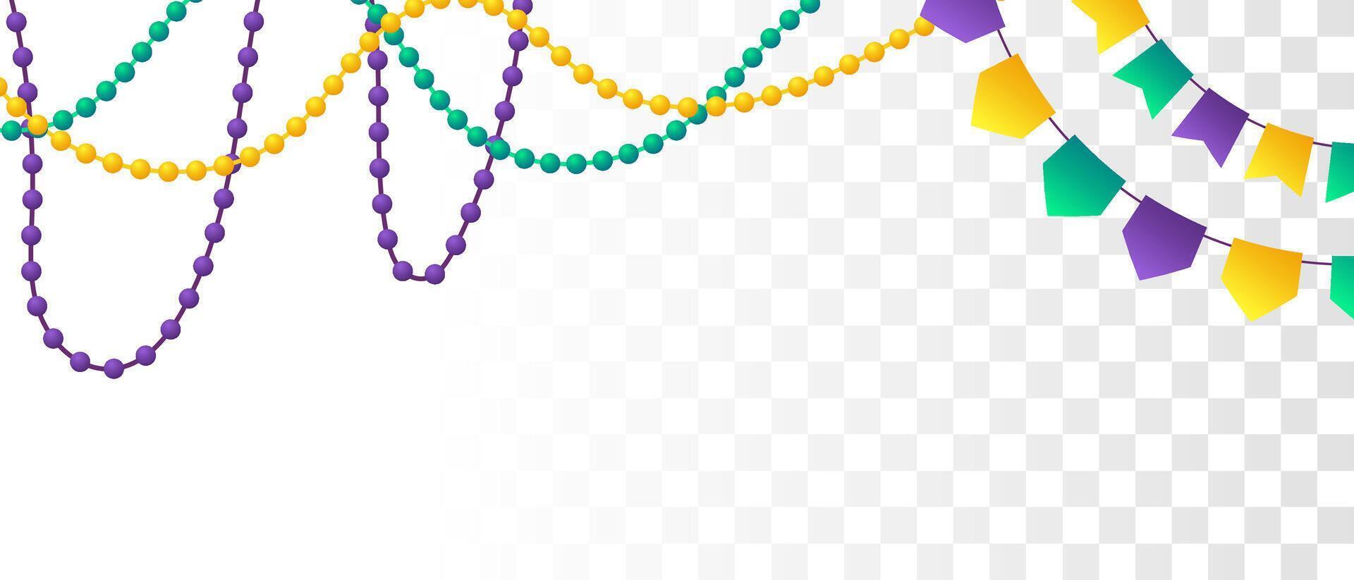 mardi gras beads and bunting flags isolated vector