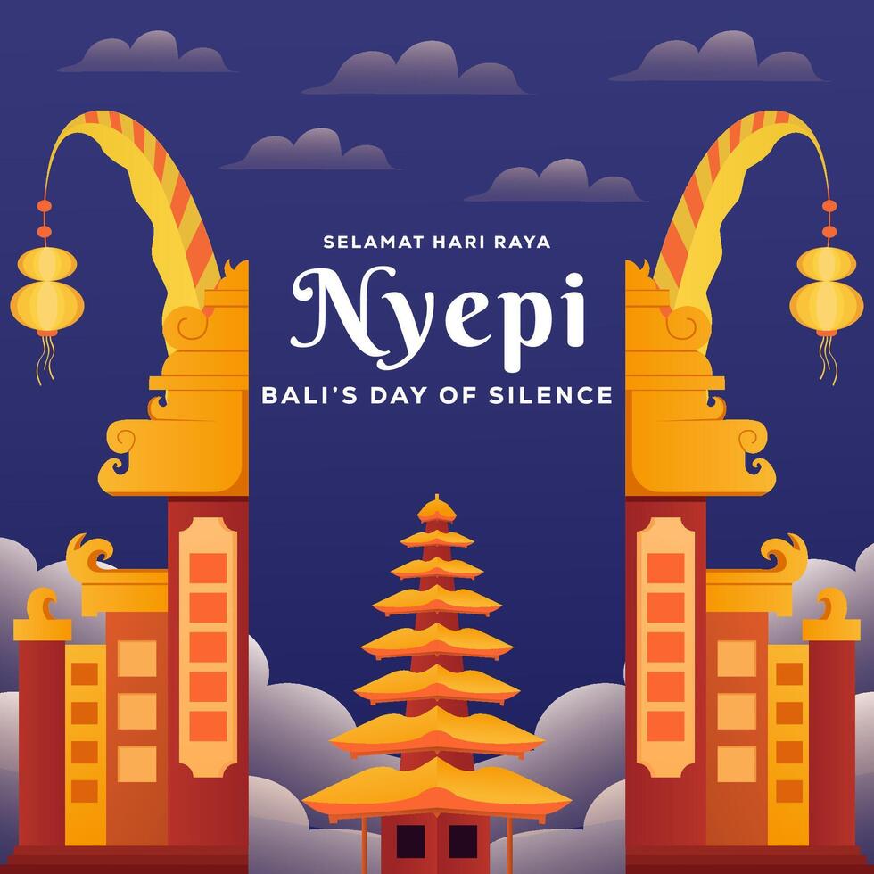 Nyepi Bali's day of silence illustration vector design