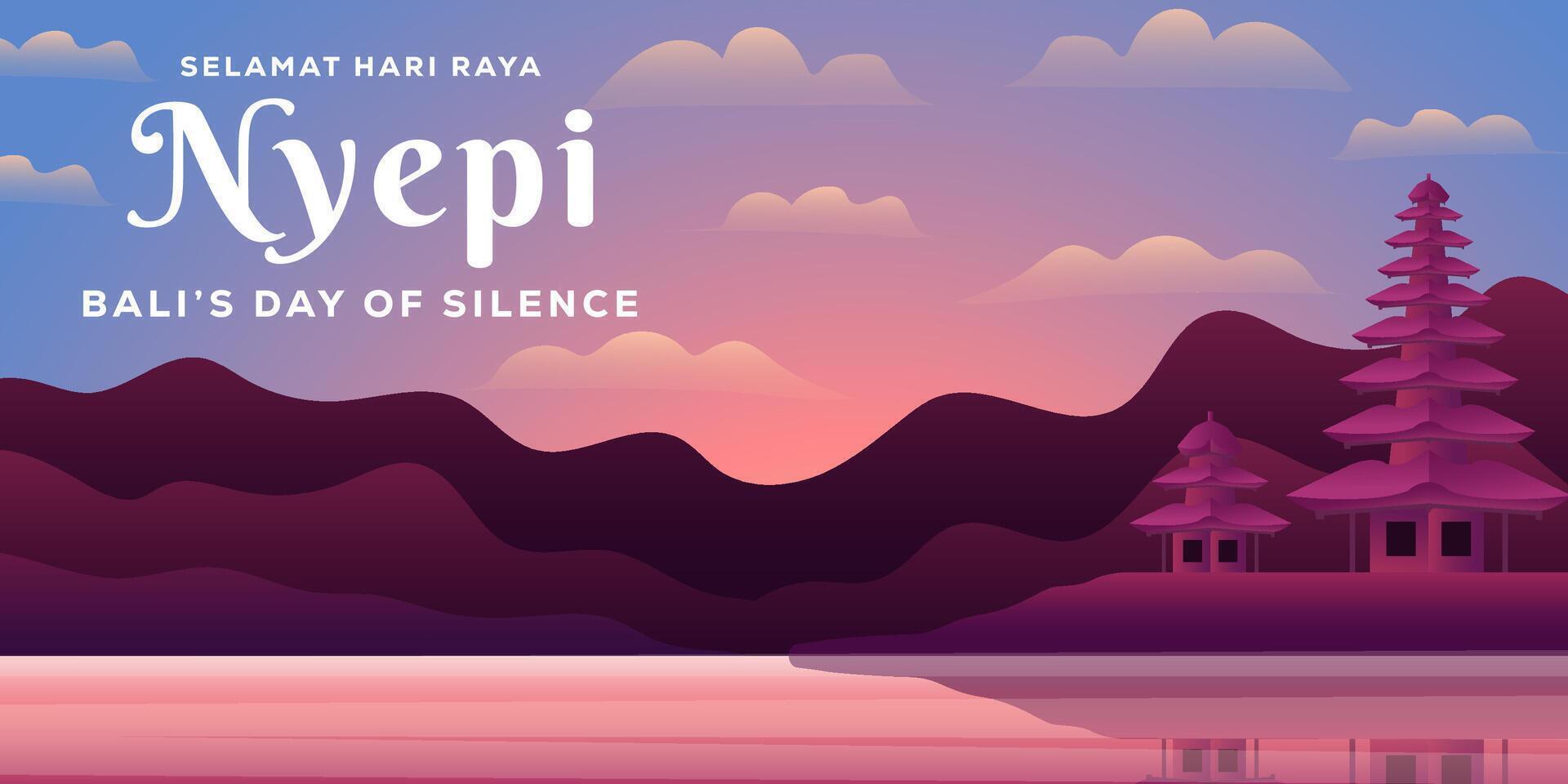 Nyepi Bali's day of silence horizontal banner vector design