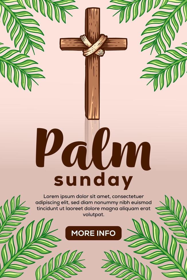 hand drawn palm sunday vertical banner poster illustration vector