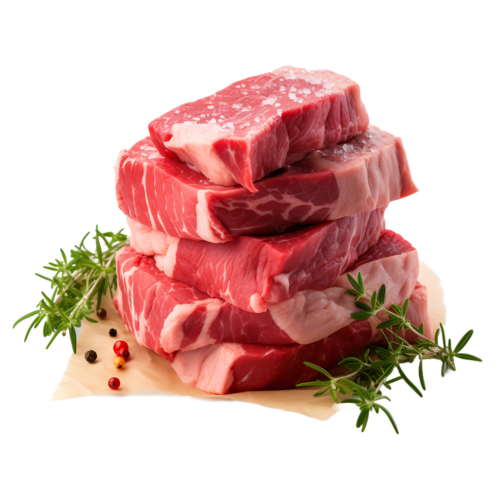 AI generated Isolated Raw Meat on a Clear Canvas png