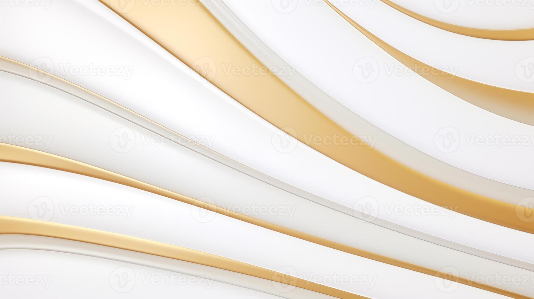 AI generated Abstract white wavy background with streaks of gold color. Textured backdrop. Elegant white modern architecture art. photo