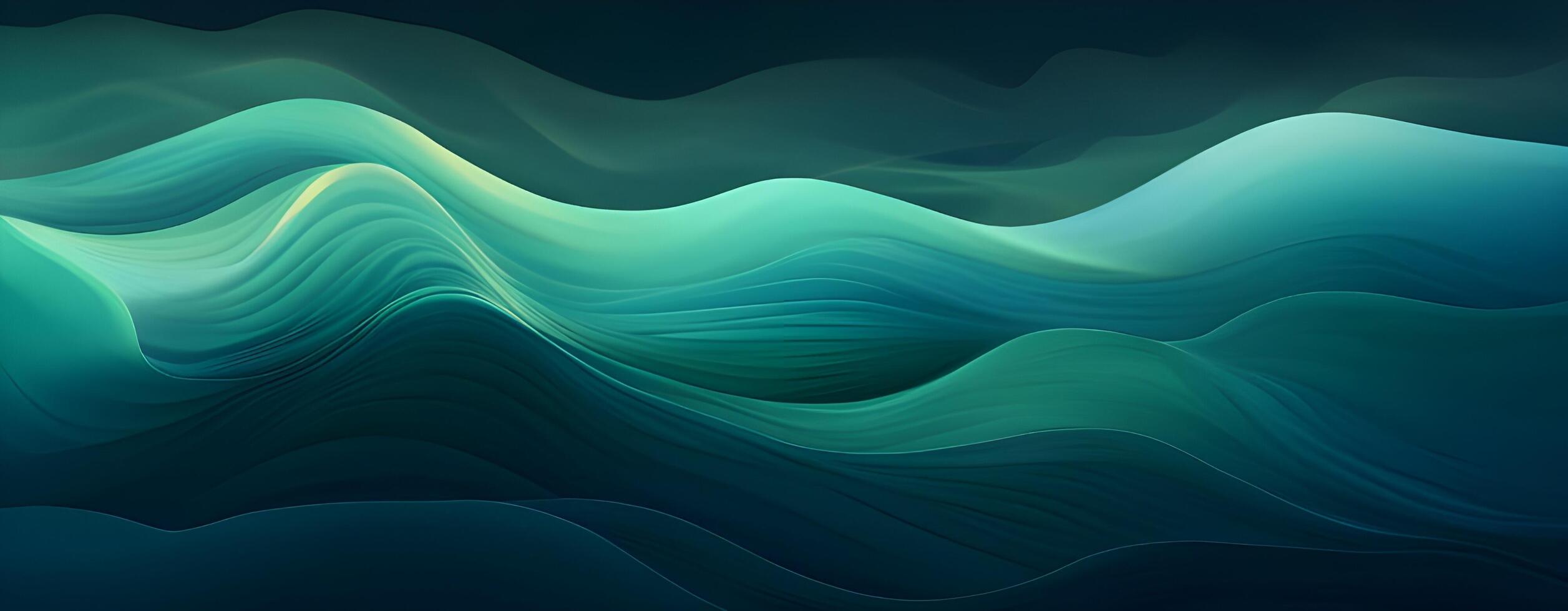 AI generated Green Waves Background photo