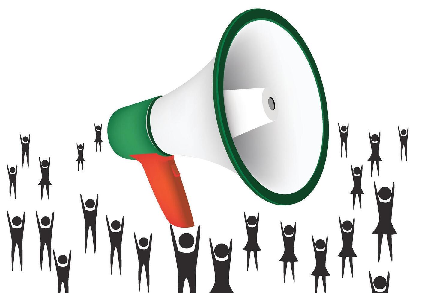 People demonstrating in a demonstration with loudspeaker- vector