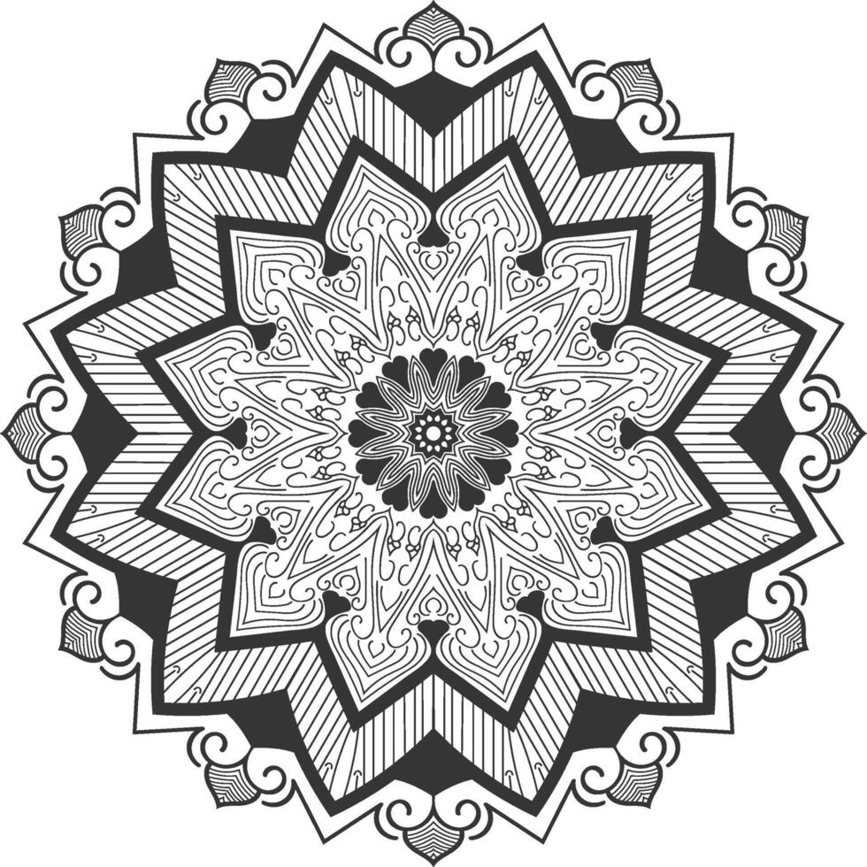 mandala line art arabian style design with dark and golden mood vector