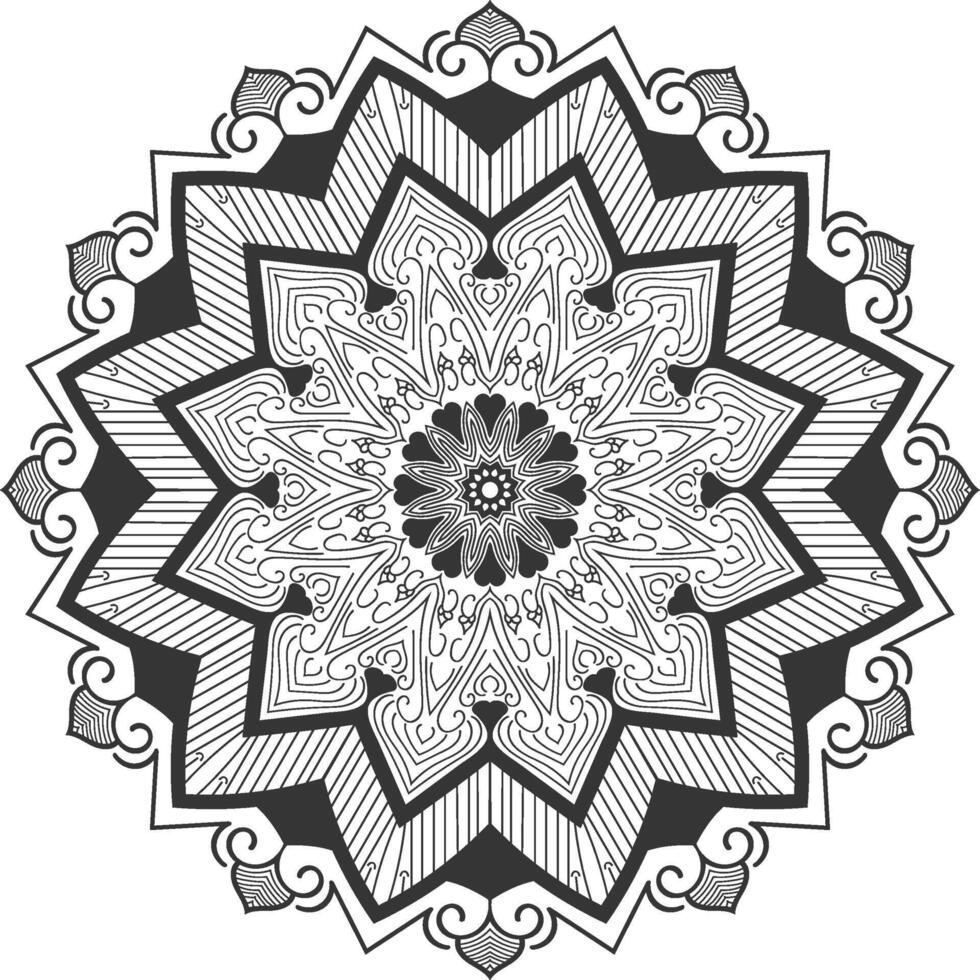 mandala line art arabian style design with dark and golden mood vector