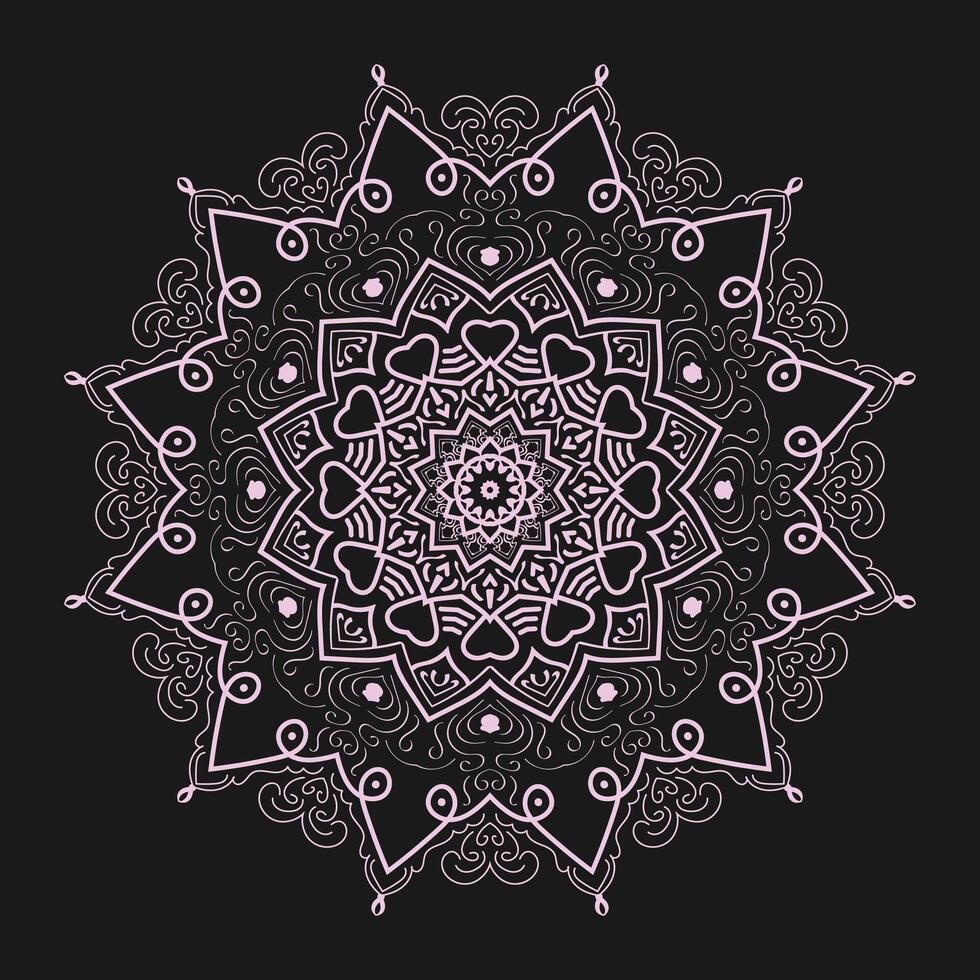 most beautiful mandala line art Arabian style design with dark and golden mood vector
