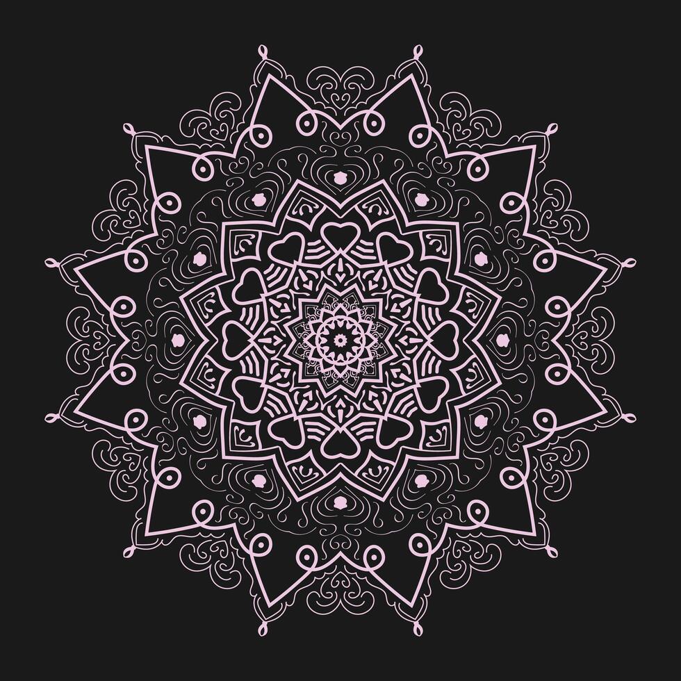 most beautiful mandala line art Arabian style design with dark and golden mood vector