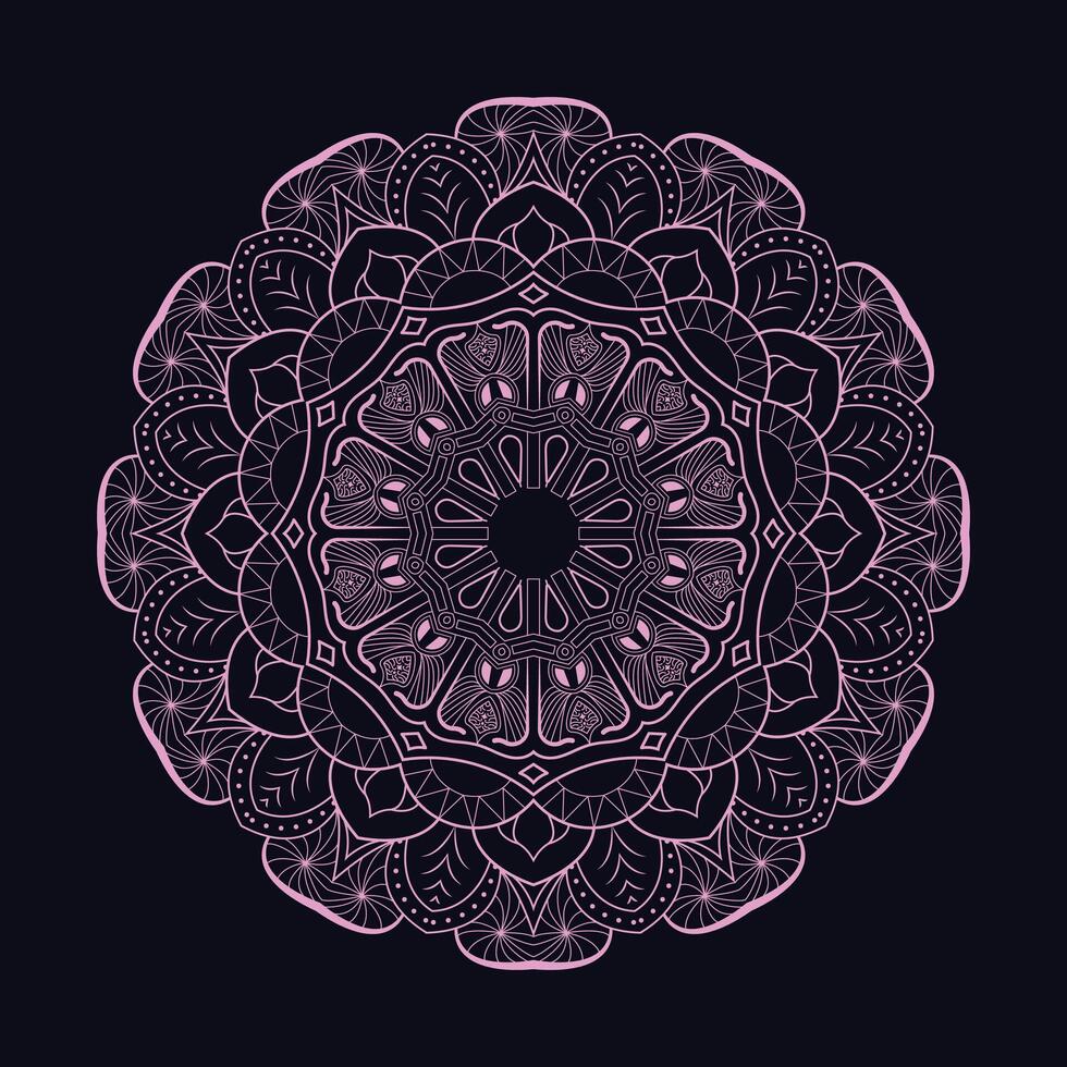most beautiful mandala line art Arabian style design with dark and golden mood vector