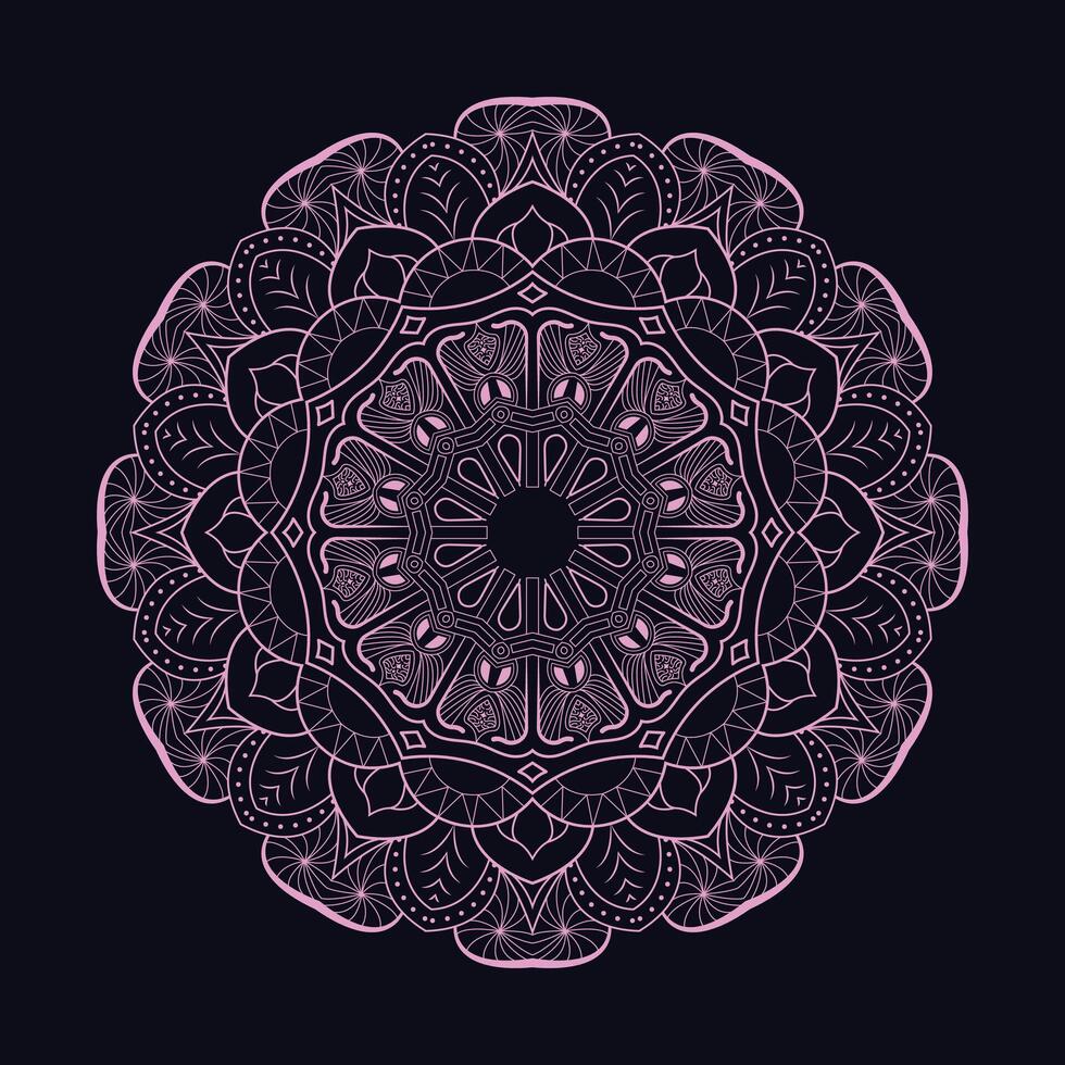 más hermosa mandala línea Arte árabe estilo diseño con oscuro y dorado estado animico vector