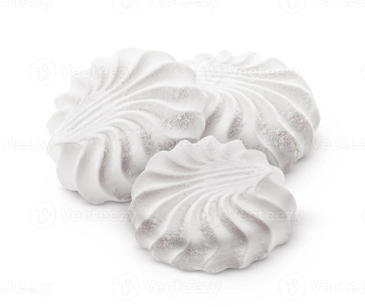 Vanilla marshmallow, traditional russian zephyr isolated on white background photo