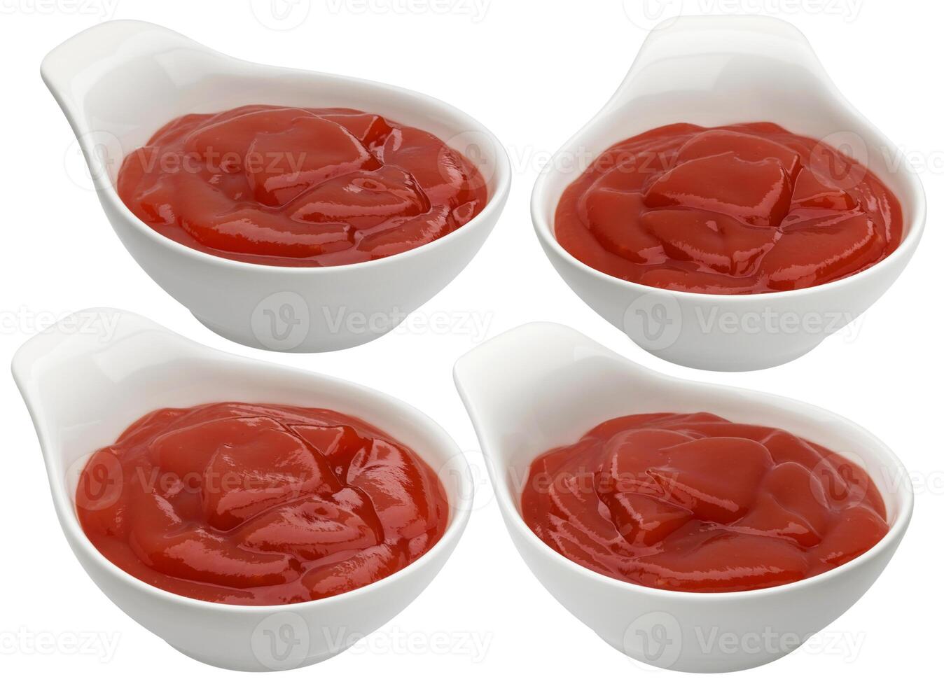 Bowl of ketchup isolated on white background, tomato sauce photo