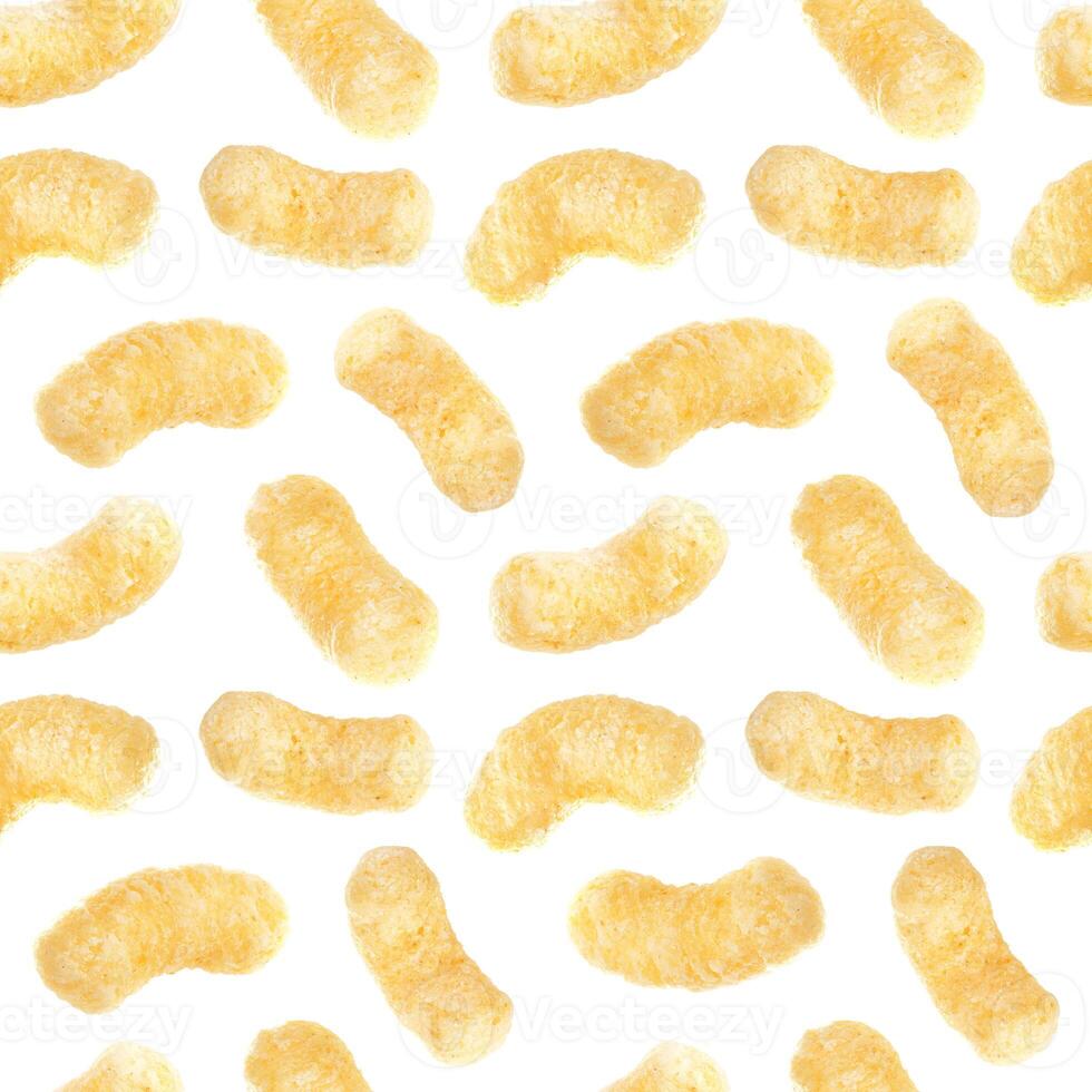 Seamless pattern of corn sticks isolated on white background photo