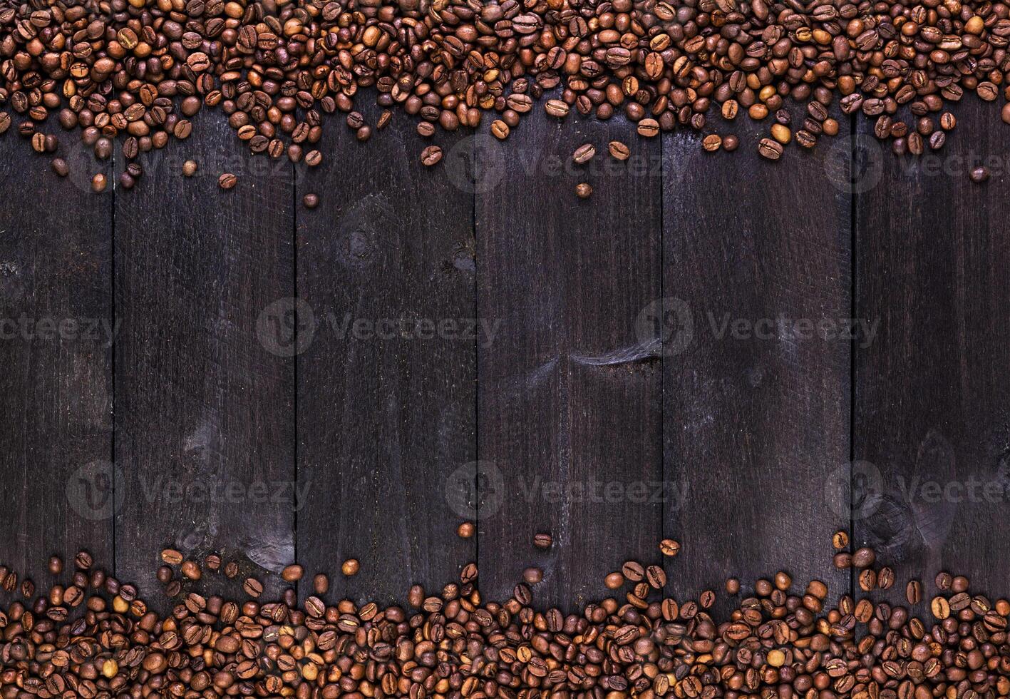 Frame of coffee beans. Top view with copy space photo