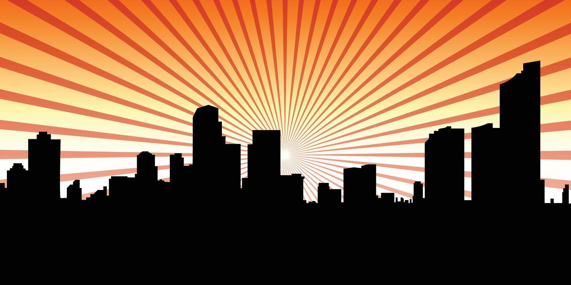 Jakarta silhouette sunburst vector illustration. Yellow orange color.