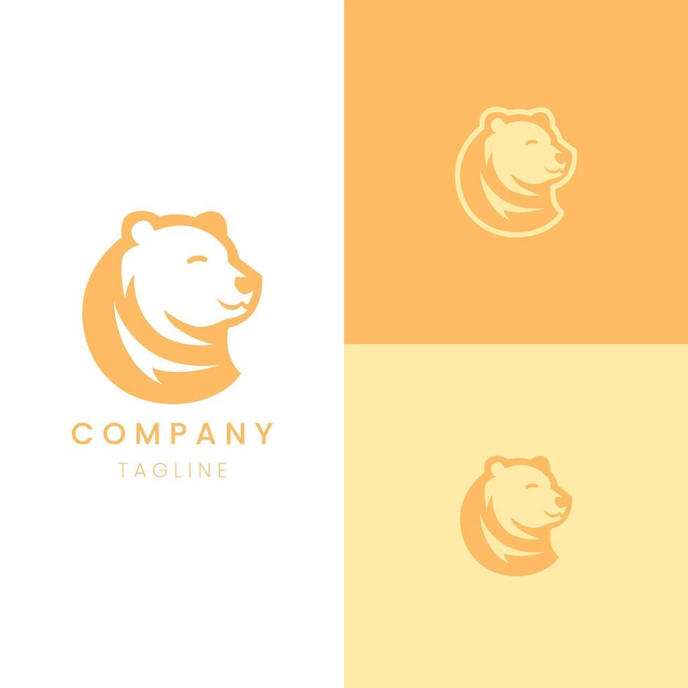 Cute funny bear logo unique vector