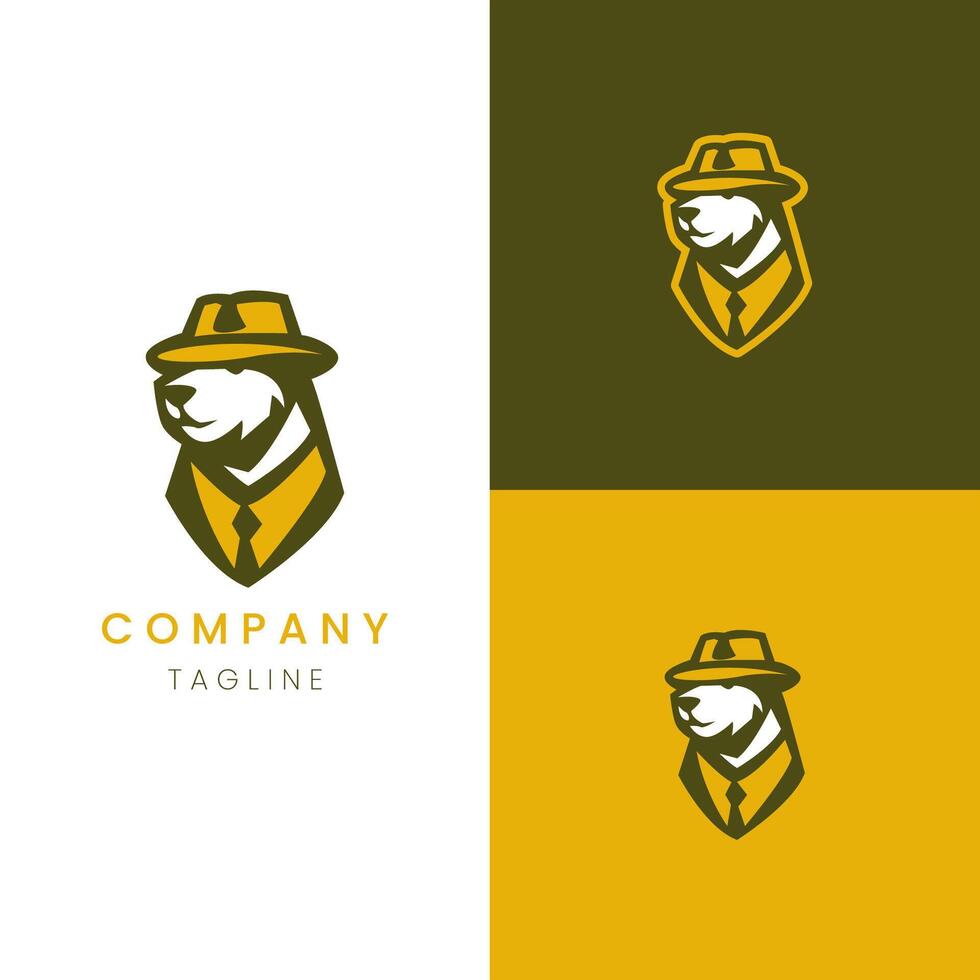 Detective Bear Logo unique for identity vector
