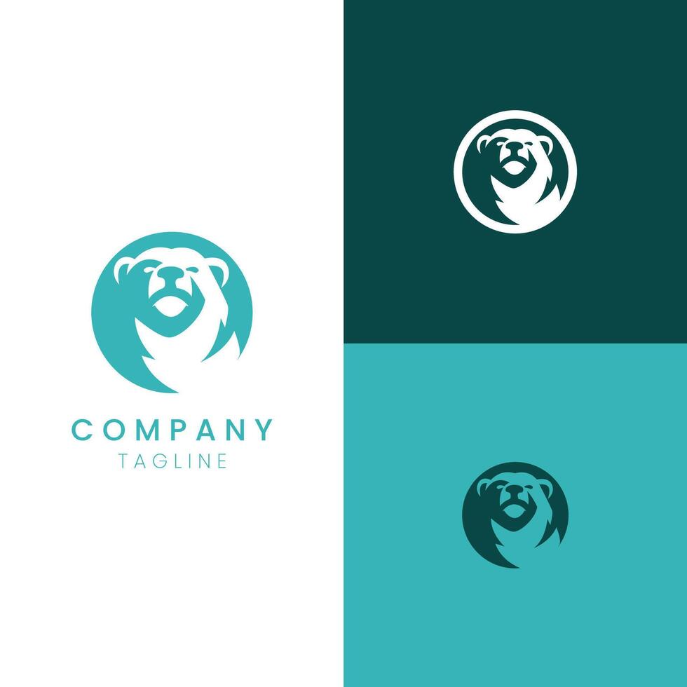 poderoso oso logo emblema sencillo mascota vector