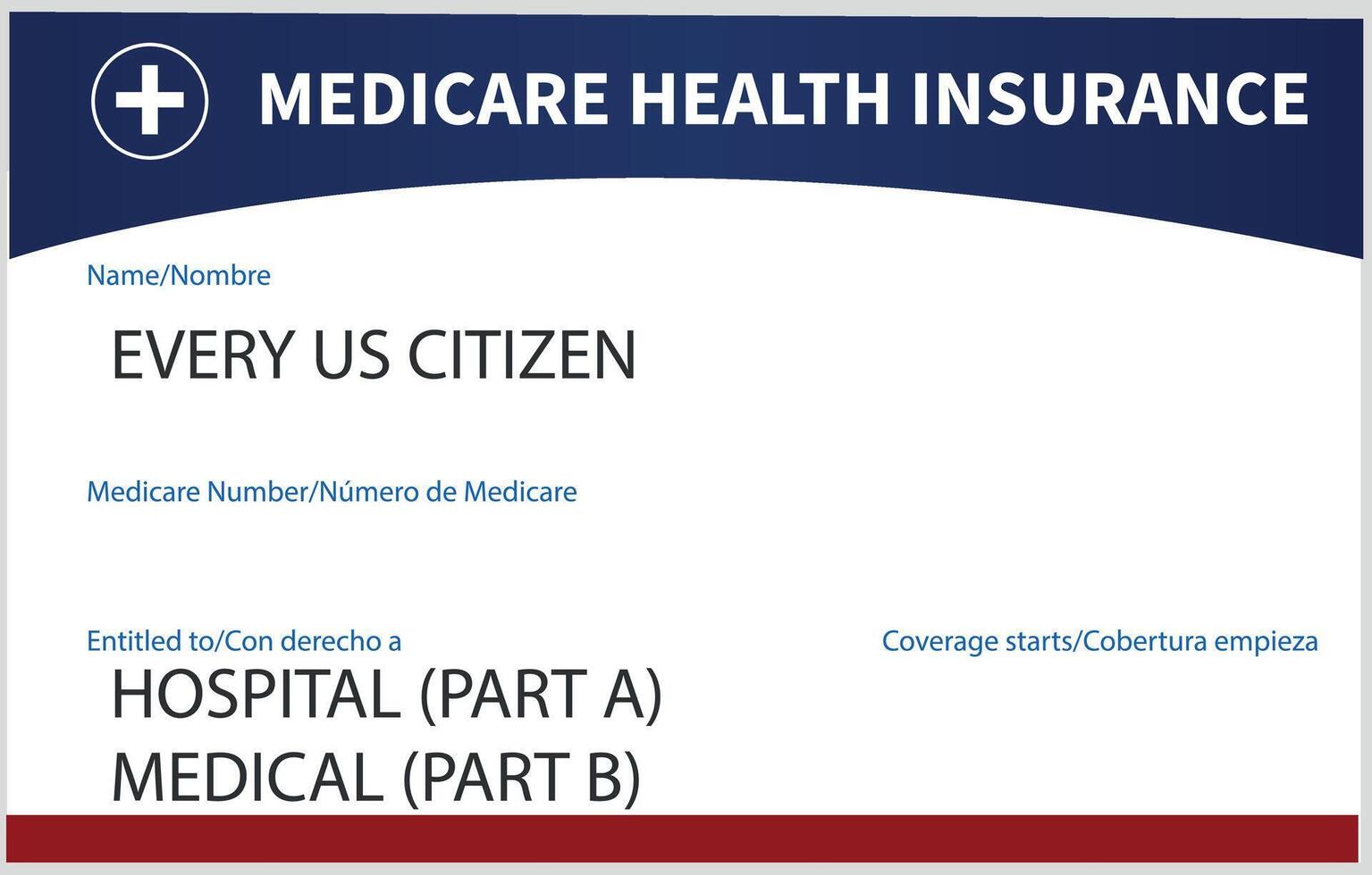 Vector Medicare health insurance card with claims statement