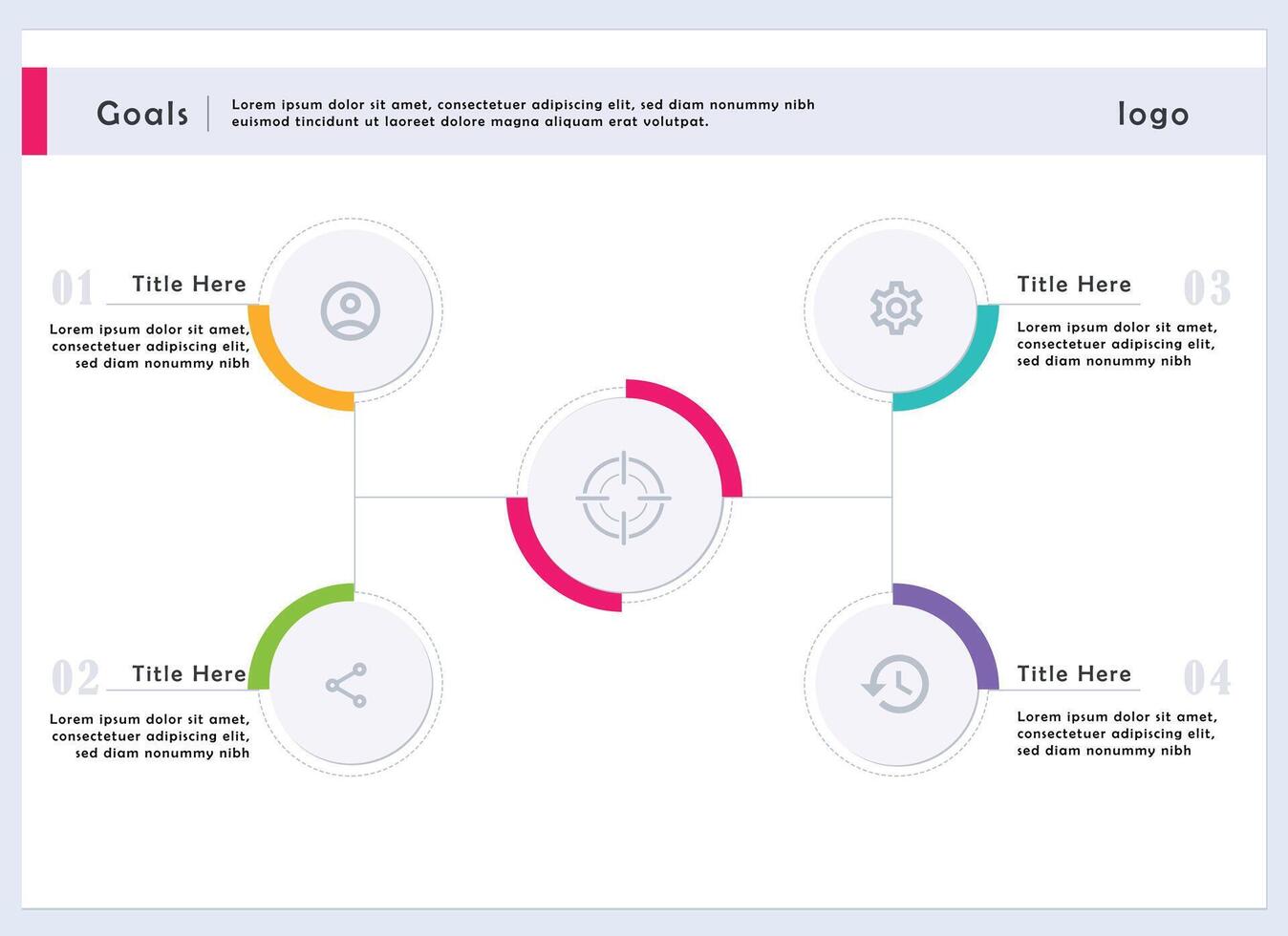 infografía gráfico con cuatro partes diapositiva modelo vector