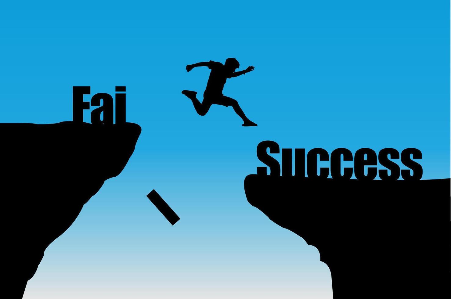 Businessman jumping between cliff, Success after fail concept vector