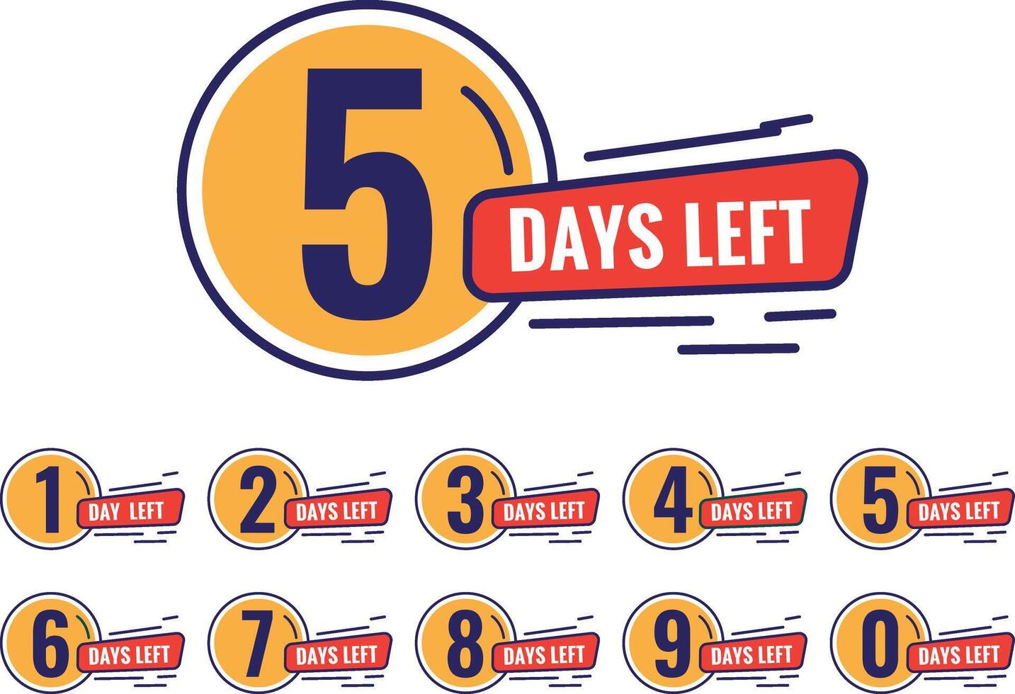 number of days left counter abstract design vector