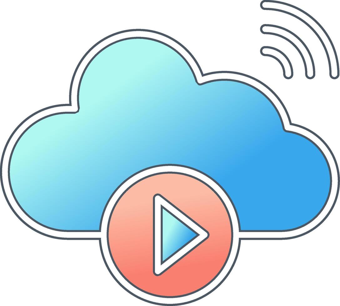 nube vídeo jugando vector icono