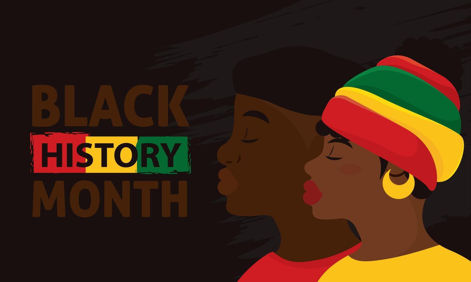 Black history month poster Afro american couple characters Vector illustration
