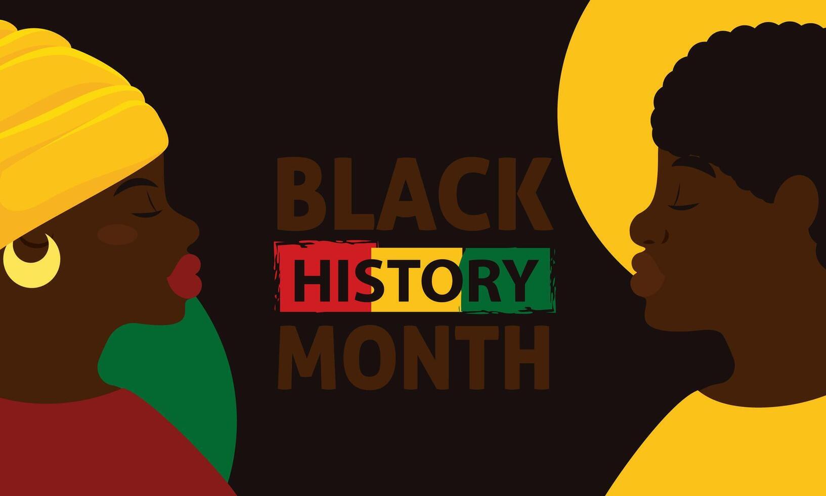 Black history month poster Afro american couple characters Vector illustration