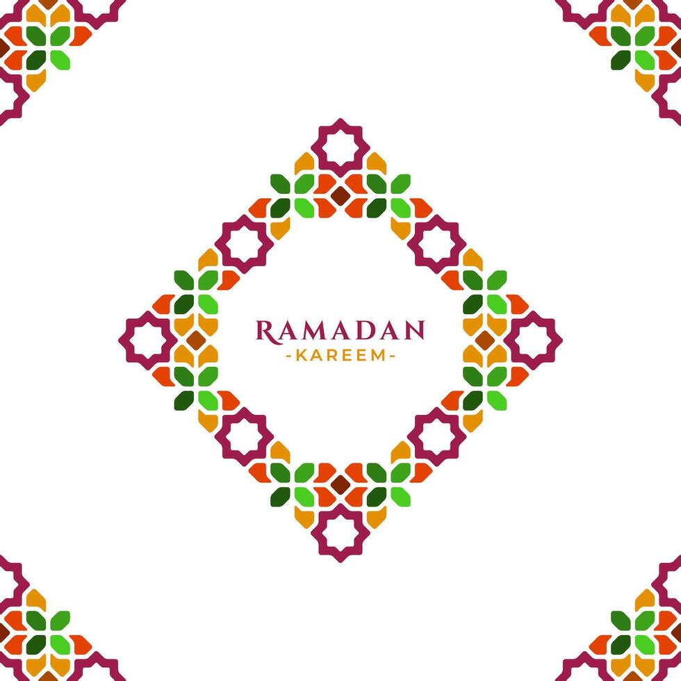 Islamic Geometric Flower Ornament Ramadan Kareem Greeting Design vector