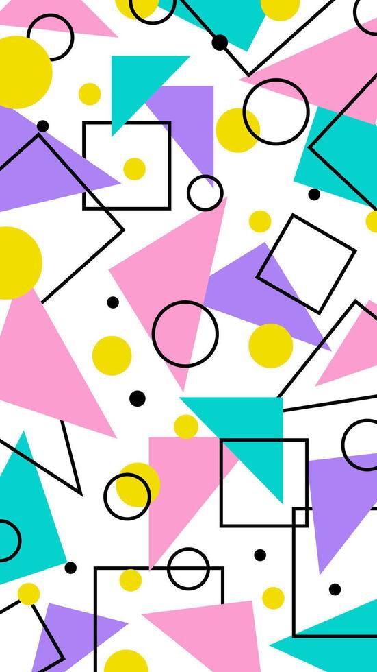 Colorful geometric shape 90s style background ready to post vector