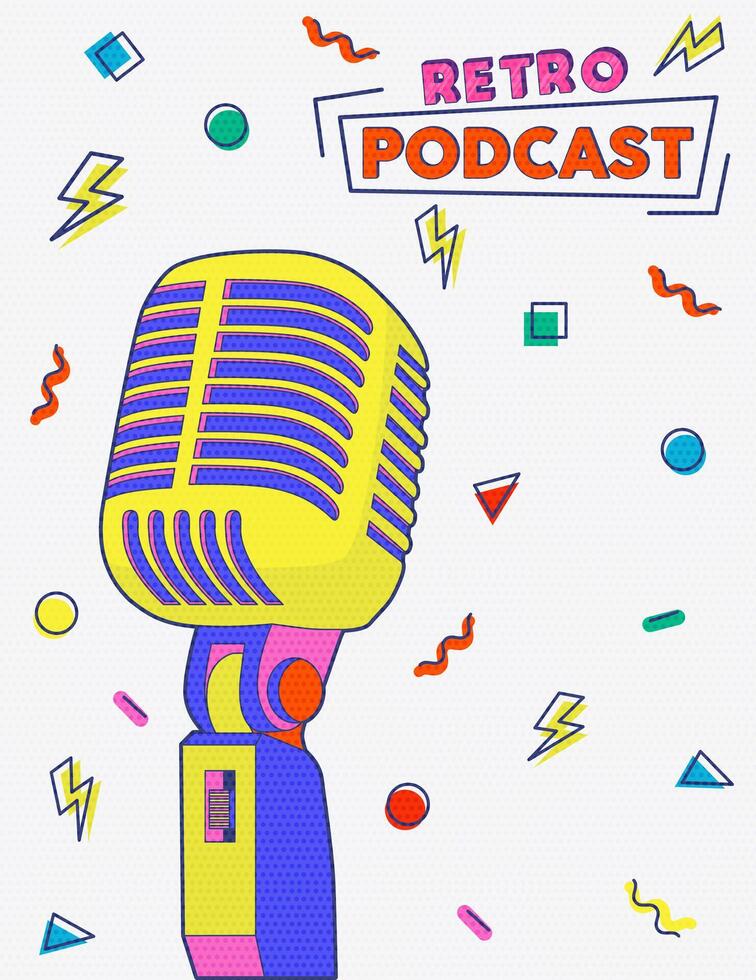 sensación el música retro podcast gráfico estilo ilustracion vector