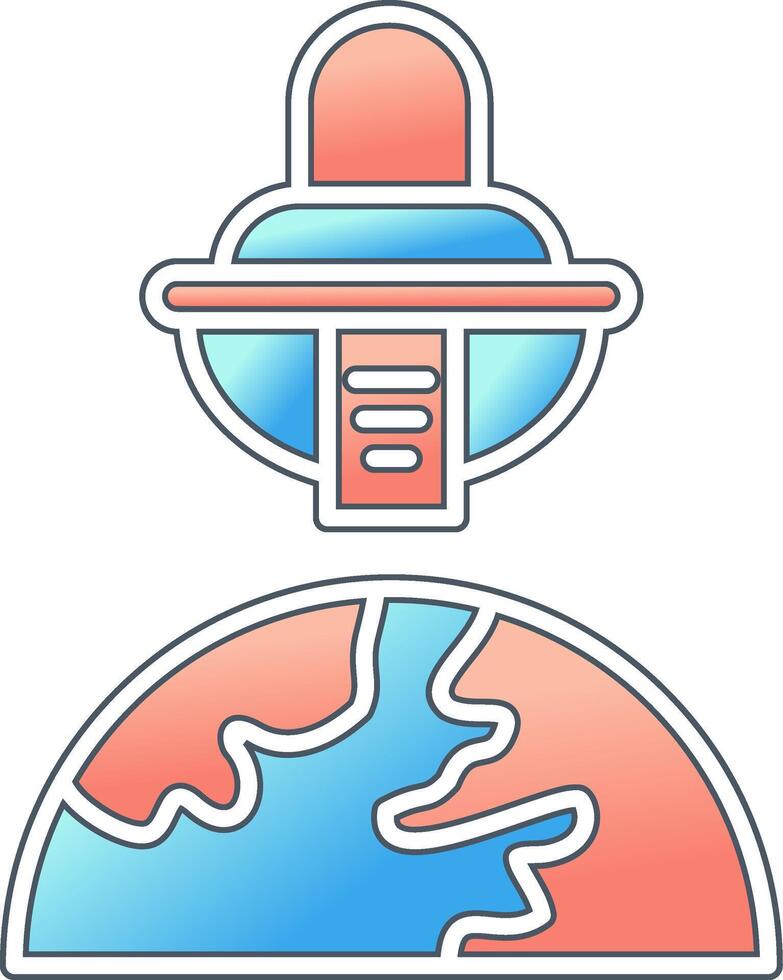 Space Ship On Earth Vector Icon