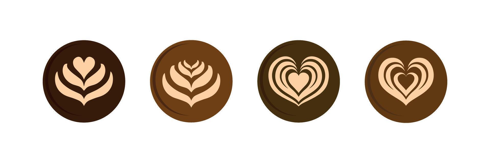 Latte Art Heart Shape Coffee, Design for Logo Symbol Icon vector