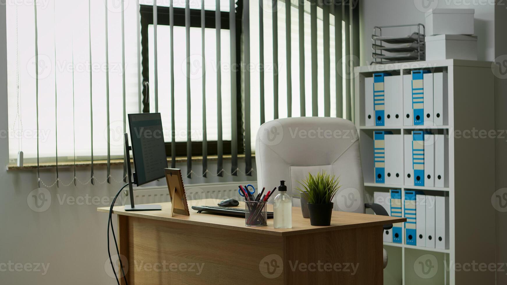 Desk office in empty business room photo