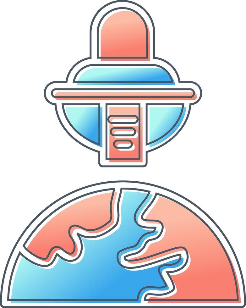 Space Ship On Earth Vector Icon