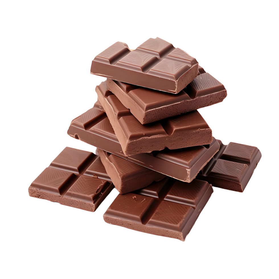 AI generated Isolated Dark Chocolate Chunks on a Clear Canvas png