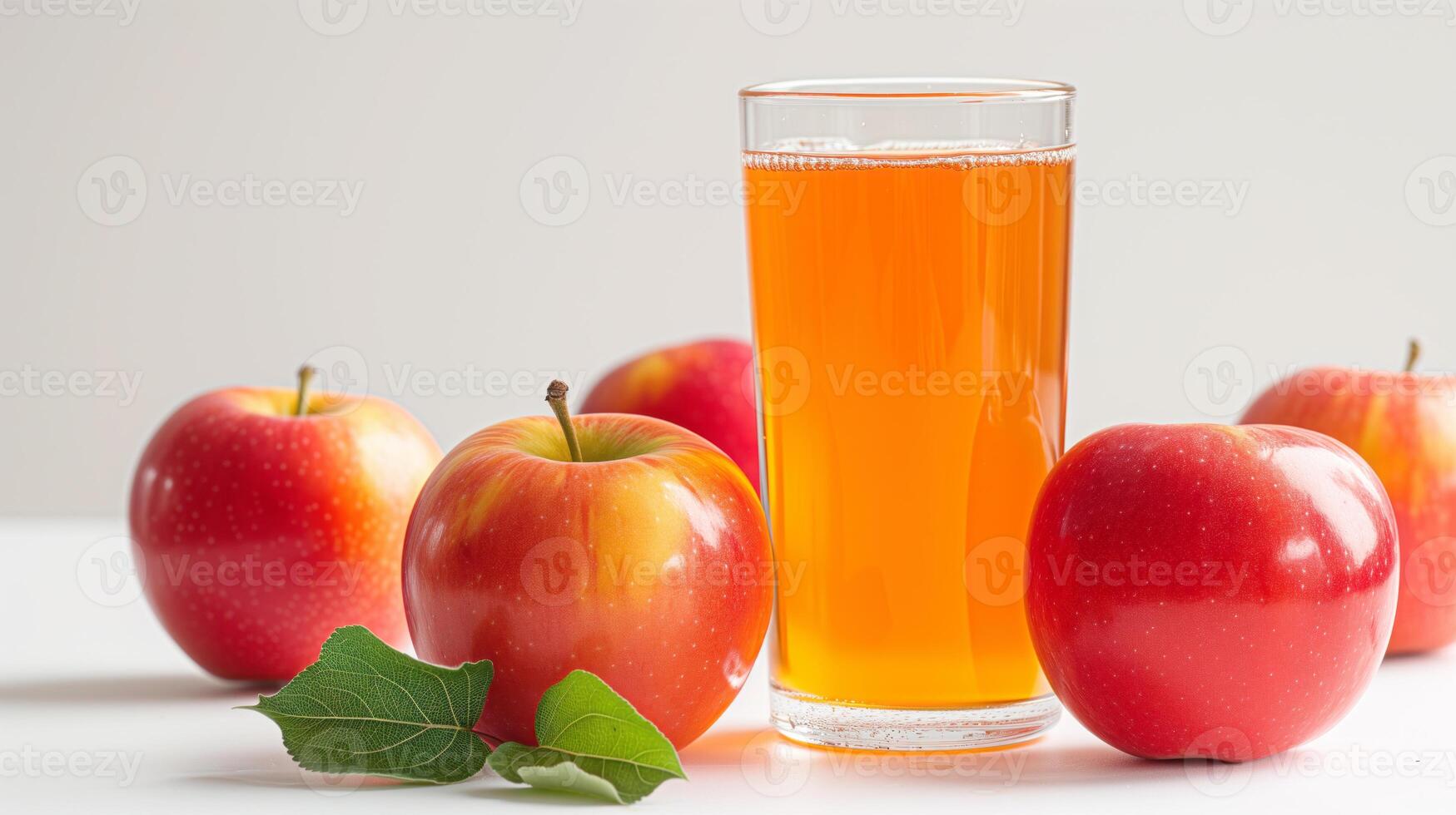 AI generated glass of fresh apple juice with apple fruits isolated on withe background. photo