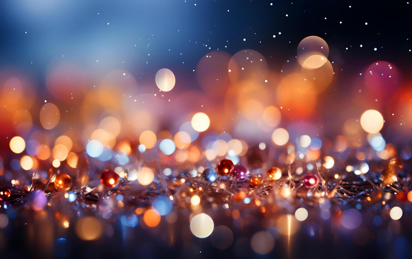AI generated Bokeh lights background. Abstract multicolored light on Christmas holiday concept photo