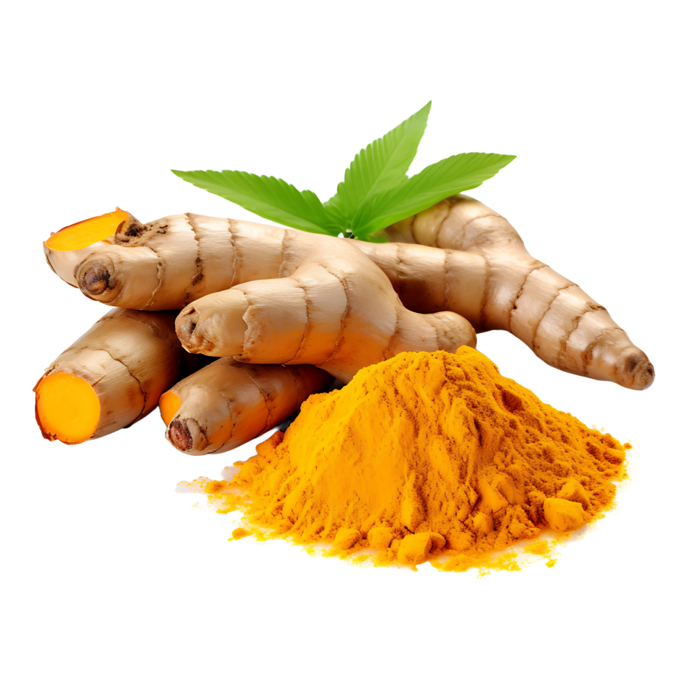 AI generated Transparent Turmeric Root on a See Through Ground png