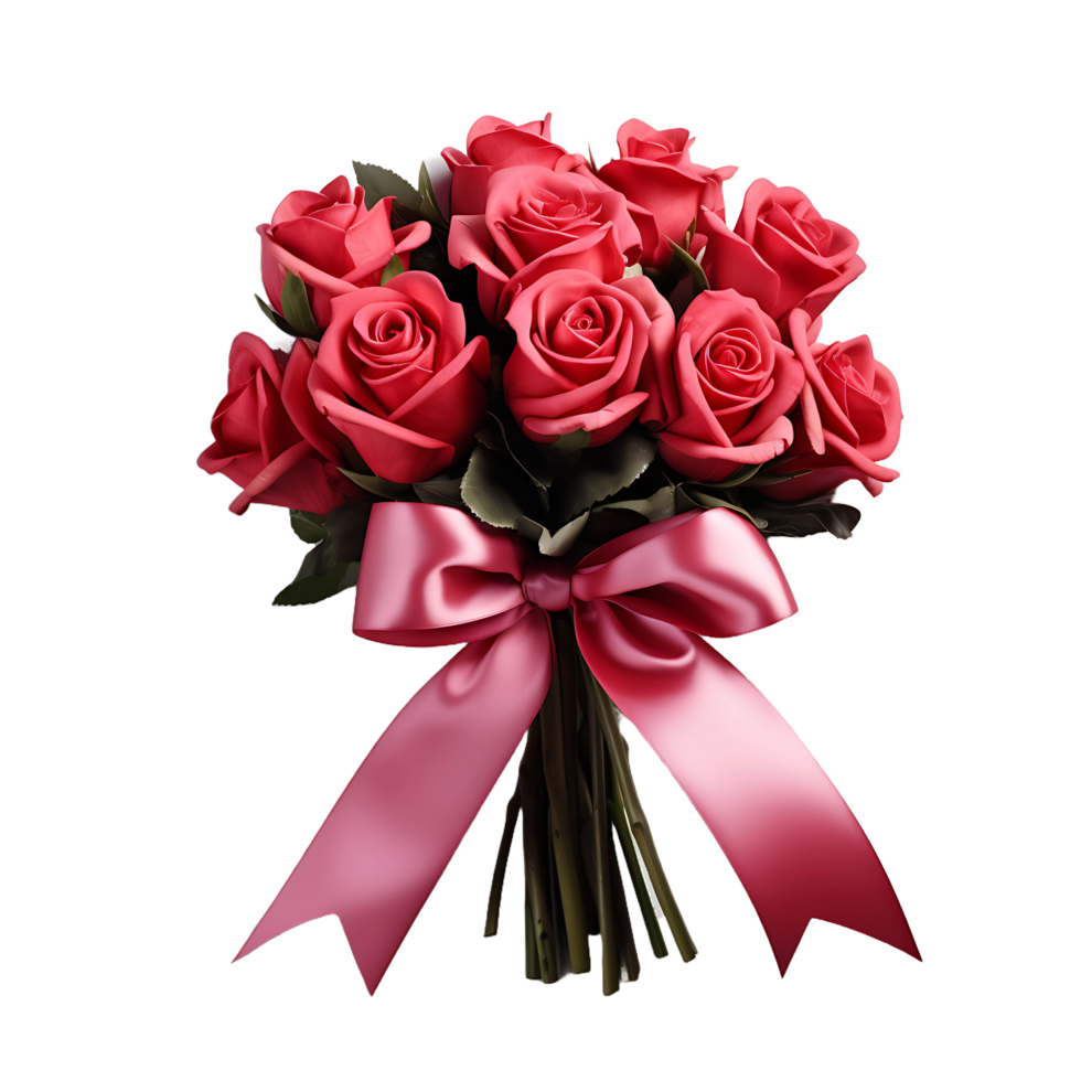 AI generated Bouquet Blossoms, Transparent Background Highlighting Isolated Red Roses png