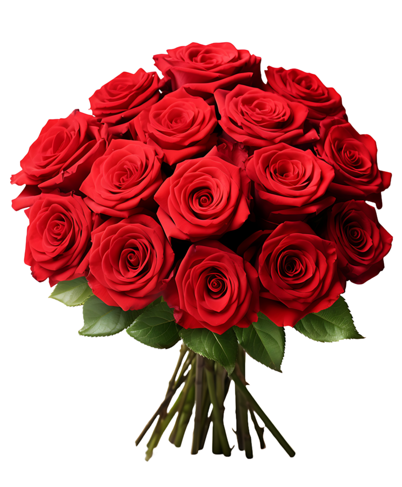 AI generated Ruby Red Bouquet, Clear Cut Roses on a Transparent Background png