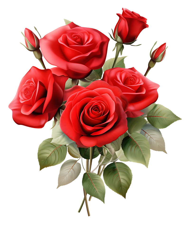 AI generated Radiant Rose Petals, Isolated Bouquet on a Clear Background png